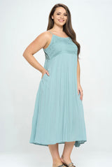 Bahama Blue Crochet Cami Top Maxi Plus Size Dress w/Pockets