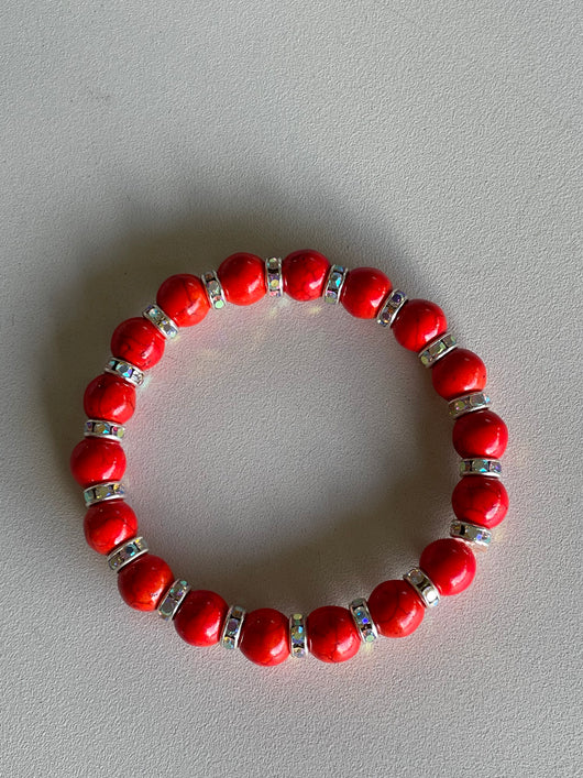 Red Sparkle Handmade Beaded Bracelet
