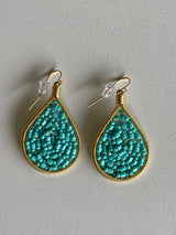 Ipanema Handmade in Brazil Turquoise Seed Bead Teardrop Earrings
