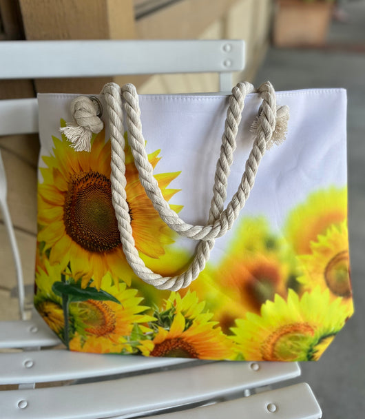 Sunflowers Tote Bag w/Zipper & Pocket