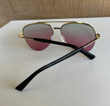 Aviator Black & Gold Frame Sunglasses w/Bright Lenses