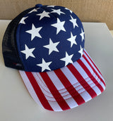 Stars & Stripes Trucker Hat Adjustable Snap Closure