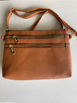 Brown Crossbody Multi Zipper Pocket Purse