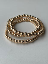 Gold Ball Set of 3 Beaded Stretch Bracelets