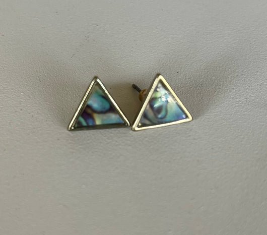 Tribal Triangle Glass Stone Post Earrings