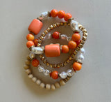 Orange & Gold Set of 4 Stretch Beaded Bracelets