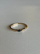 Gold Thin Band w/Black Stone Ring - Size 6