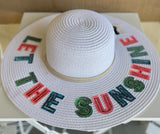 Let The Sunshine Sequins White Large Brim Sun Hat