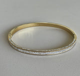 Gold Pave Rhinestone Hinge Bangle Stainless Steel Bracelet