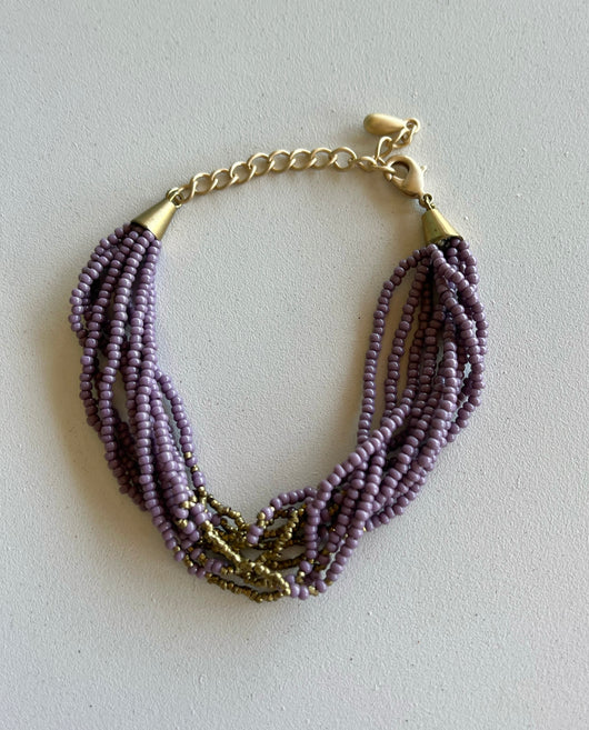 Purple Beaded Bracelet w/Adjustable Clasp