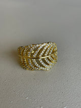 Gold Bling Leaf Shape Adjustable Ring