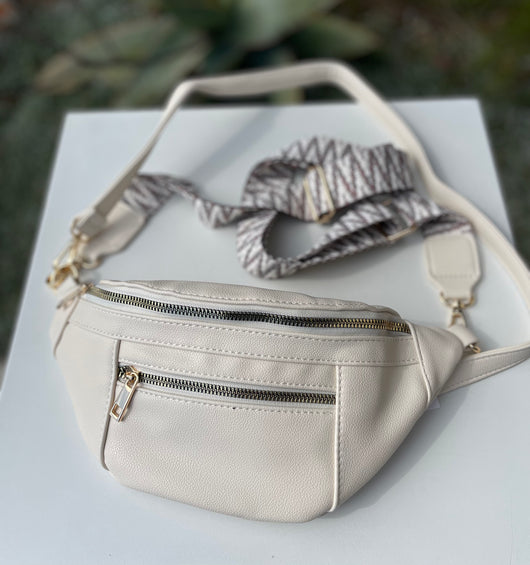 Ivory Fanny Pack/Crossbody Bag w/Strap & Guitar Strap