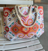 Madrid Colorful Print Tote Bag w/Zipper & Pocket