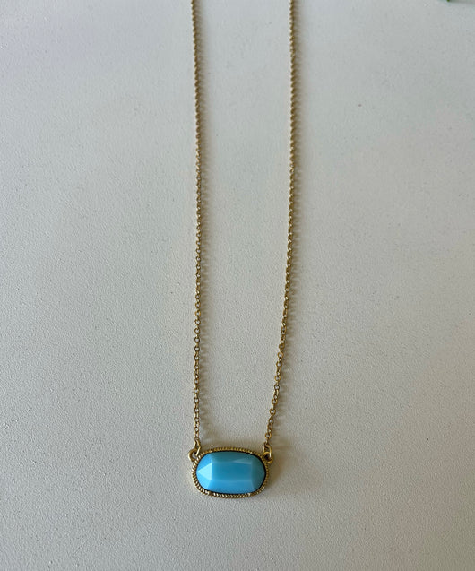Gold Chain w/Turquoise Stone Necklace
