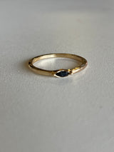 Gold Thin Band w/Black Stone Ring - Size 6
