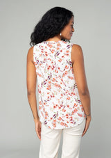 Floral Mandarin Button Down Sleeveless Top by Lovestitch