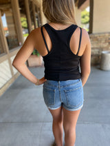Everyday Black Scoop Neck W/Racerback Tank Top by Lovestitch