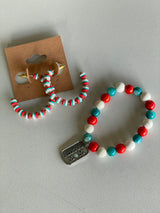 Red, White & Blue Military Mom Charm Handmade Beaded Bracelet