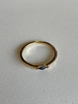 Gold Thin Band w/Black Stone Ring - Size 6
