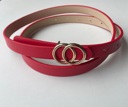 Red & Gold Linked Circles Thin Belt