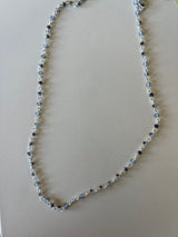 Long Silver & Aurora Borealis Beads Necklace