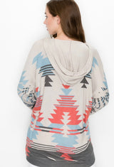 Aztec Lightweight Soft Poncho Hoodie