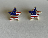 American Flag Star Post Earrings