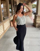 Sage Faux Button Down Spaghetti Strap Cami Top - Made in USA