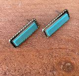 Antique Silver & Turquoise Rectangle Post Earrings