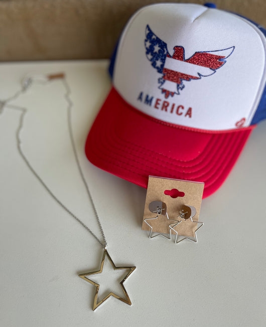 Silver Star Long Necklace