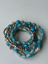 Turquoise Mixed Beaded Bracelet Set of 8