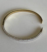 Gold Pave Rhinestone Hinge Bangle Stainless Steel Bracelet