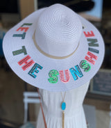 Let The Sunshine Sequins White Large Brim Sun Hat