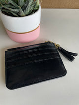 Shiny Black Small Card & Coin Wallet
