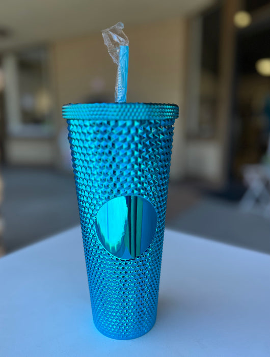 Blue Sparkle Travel Cup w/Plastic Straw