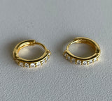 Mini Gold Rhinestone Hoop Earrings
