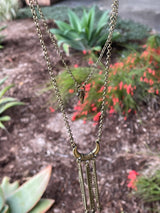 Viking Long Antique Gold 2 Layer Necklace w/Arrow & Half Moon
