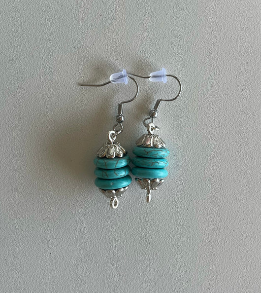 Turquoise Beads Fishhook Earrings
