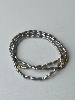 Grey Glass Beads Set of 3 Dainty Bracelets