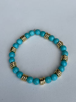 Turquoise & Gold Handmade Beaded Bracelet
