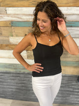 Black Ruched Padded Cami Top