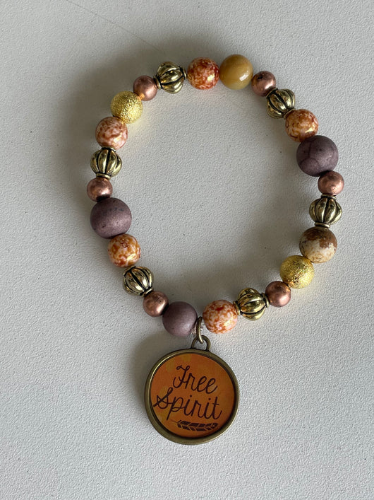 Free Spirit Charm Jewel Tone Handmade Beaded Bracelet