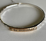 Be Thankful Antique Silver and Antique Gold Bangle Bracelet