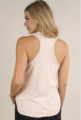 Faded Rose Cotton Slub Relaxed Fit Racerback Tank w/Raw Edge by Lovestitch