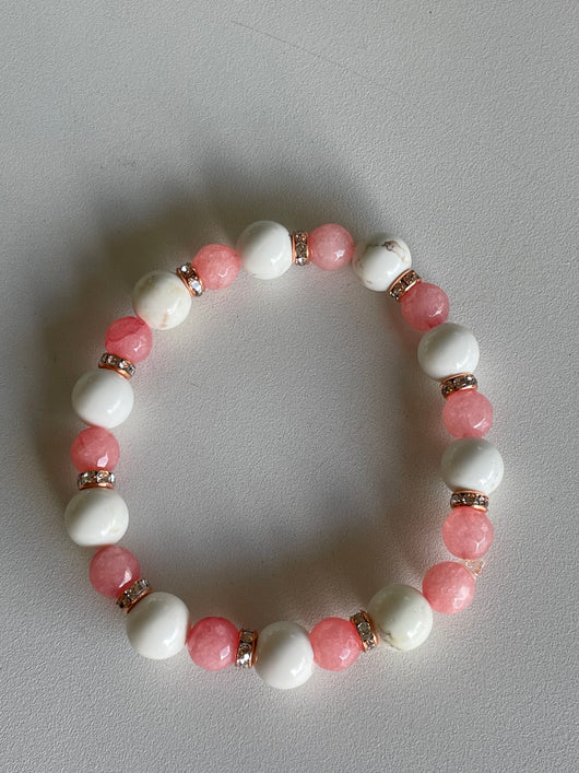 Pink & White Handmade Beaded Bracelet