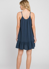 Navy Flowy Cami Top Dress w/Pockets