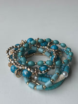Turquoise Mixed Beaded Bracelet Set of 8