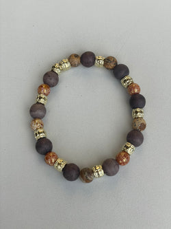 Brown & Rust Handmade Beaded Bracelet