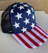 Stars & Stripes Trucker Hat Adjustable Snap Closure