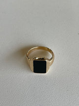 Gold Ring w/Rectangle Black Stone -Size 6